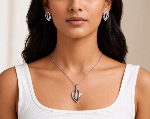 Rohdium Pendant Set