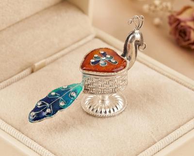 Peacock Design Silver dibbi